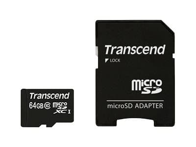 Transcend Premium - Flashminnekort (microSDHC til SD-adapter inkludert) - 64 GB - UHS Class 1 / Class10 - 300x - microSDXC UHS-I