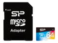 Miniatyrbild 1 av 5: SILICON POWER Superior Pro - Flash-minneskort (microSDXC till SD-adapter inkluderad) - 64 GB - UHS Class 3 - mikroSDXC UHS-I