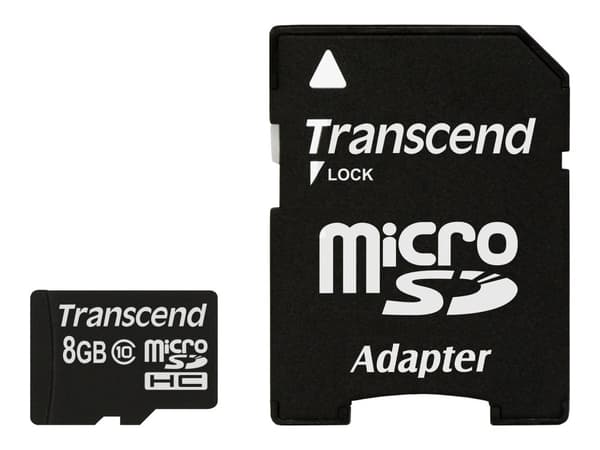 Transcend Premium - Flashminnekort (microSDHC til SD-adapter inkludert) - 8 GB - Class 10 - 133x - microSDHC