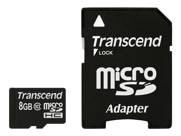 Transcend Premium - Flashminnekort (microSDHC til SD-adapter inkludert) - 8 GB - Class 10 - 133x - microSDHC