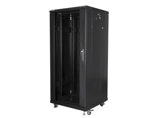 Lanberg FF01-6627-12B, Fristående rack, 27U, 800 kg, Knapplås, Kuggskenor, Justerbara fötter