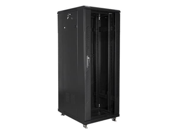 Lanberg FF01-6832-12B, Frittstående hylle, 32U, 800 kg, Nøkkellås, Rack skinner, Justerbare bein