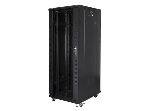 Lanberg FF01-6832-12B, Frittstående hylle, 32U, 800 kg, Nøkkellås, Rack skinner, Justerbare bein