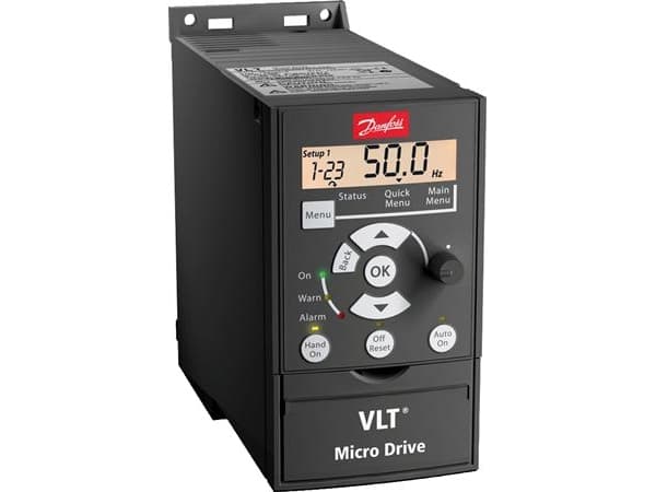 DANFOSS Taajuusmuuttaja Micro Drive FC51 1x240VAC ilman näyttöäIP20korkeus 150 x leveys 70 x syvyys 1480,75kW- 4,2A ilman jarruhakkuria