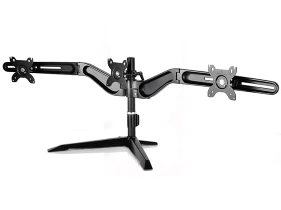 SilverStone ARM Three ARM31BS - Ställ - för 3 LCD-bildskärmar - plast, stål, aluminiumlegering - svart - skärmstorlek: upp till 24 tum - skrivbordsst