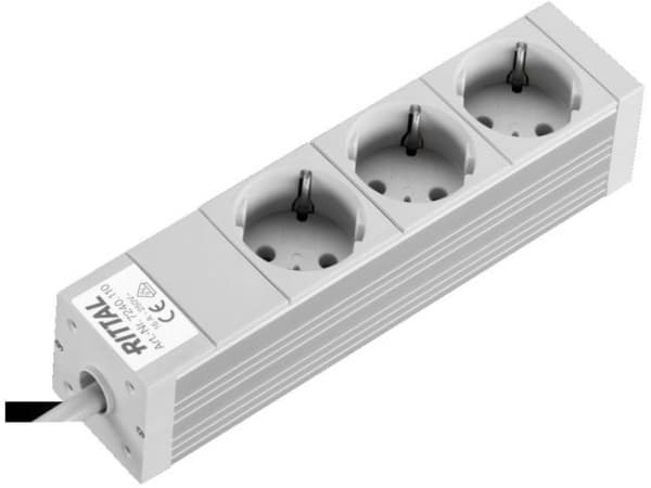 Rittal DK 7240.110, 2 m, 3 AC-pistorasia(a), Sisätila, Tyyppi D, Alumiini, Harmaa