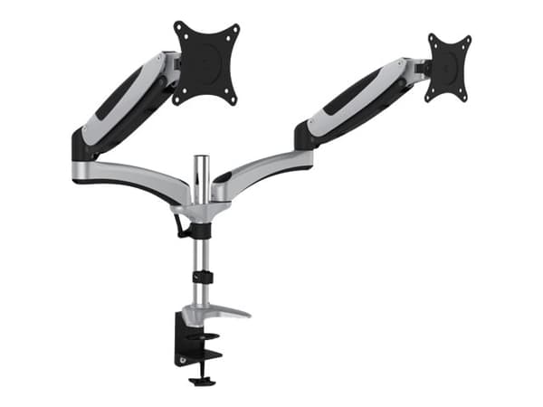 DIGITUS DA-90353 - Monteringssett (skrivebordsklemmemontering, 2 fjærarmer) - for 2 LCD-skjermer - skjermstørrelse: 17"-27" - skrivebord Sort, Sølv
