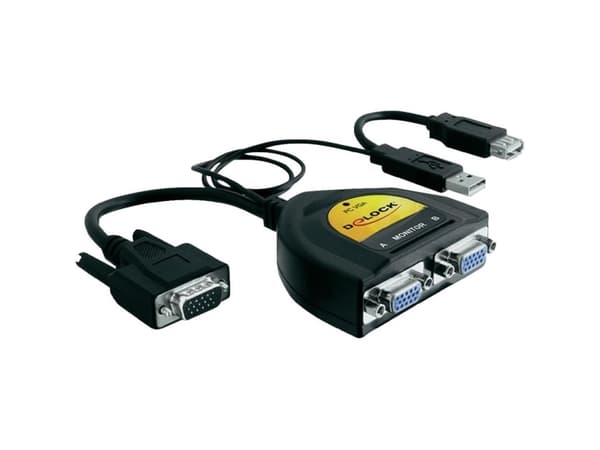 Delock 2 Port VGA Data Splitter - Linjedelare för video - 2 x VGA