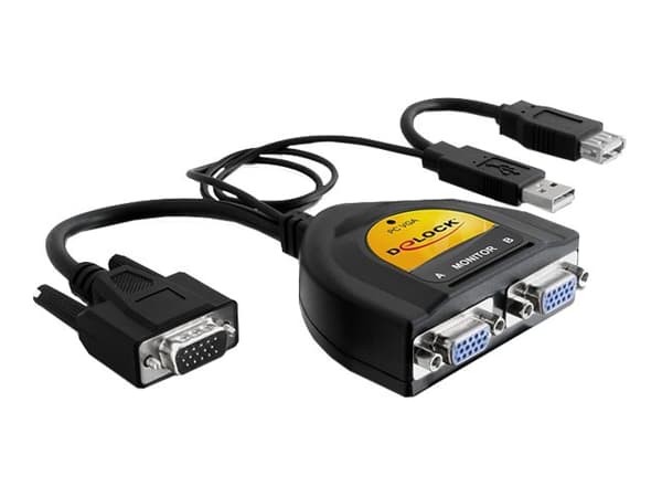 Delock 2 Port VGA Data Splitter - Linjedelare för video - 2 x VGA