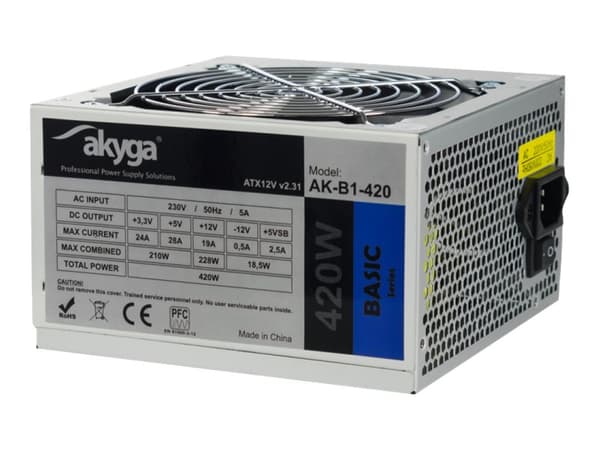 Akyga AK-B1-420, 420 W, 230 V, 50 Hz, 5 A, 210 W, 228 W Harmaa