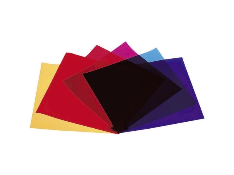 Eurolite Colour Film Sheet Set of 6 Red, Blue , Green, Yellow, Purple, Violet Lämplig för (scenteknik)PAR-64, PAR 36, PAR-56 Red, Blue , Green, Yello