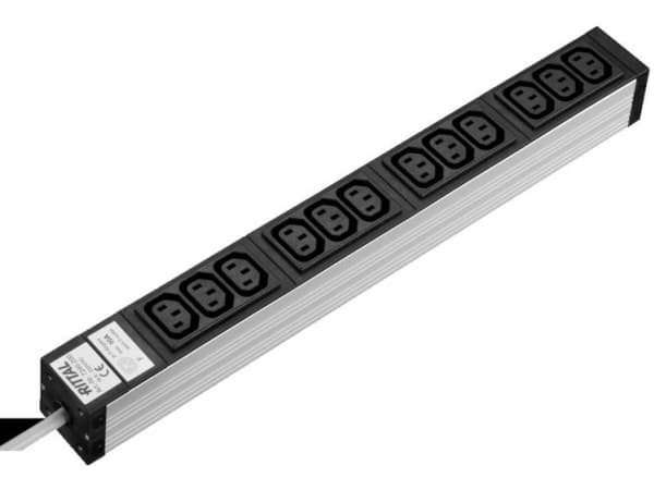 Rittal - Grenuttag (kan monteras i rack) - ingång: ström - utgångskontakter: 12 (power IEC 60320 C13) - 1U - 2 m sladd