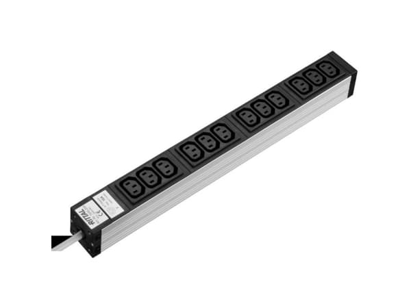 Rittal - Grenuttag (kan monteras i rack) - ingång: ström - utgångskontakter: 12 (power IEC 60320 C13) - 1U - 2 m sladd