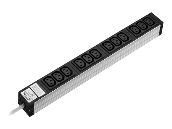 Rittal - Grenuttag (kan monteras i rack) - ingång: ström - utgångskontakter: 12 (power IEC 60320 C13) - 1U - 2 m sladd