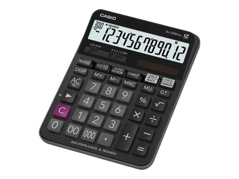 Casio DJ-120D Plus - Skrivbordskalkylator - 12 siffror - solcellspanel, batteri