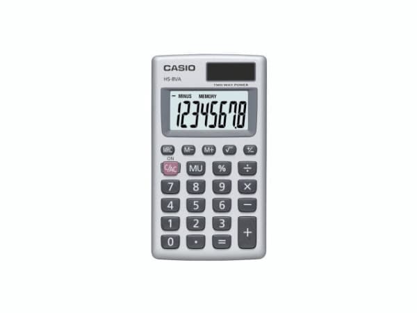 Casio HS-8VA, Lomme, Grunnleggende, 8 sifre, Grå, Hvit