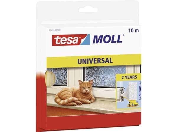 tesa UNIVERSAL 05412-00100-00 Tätningsband tesamoll® Hvid (L x B) 10 m x 9 mm 1 stk
