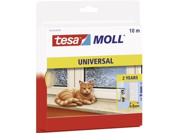 tesa UNIVERSAL 05412-00100-00 Tätningsband tesamoll® Hvid (L x B) 10 m x 9 mm 1 stk