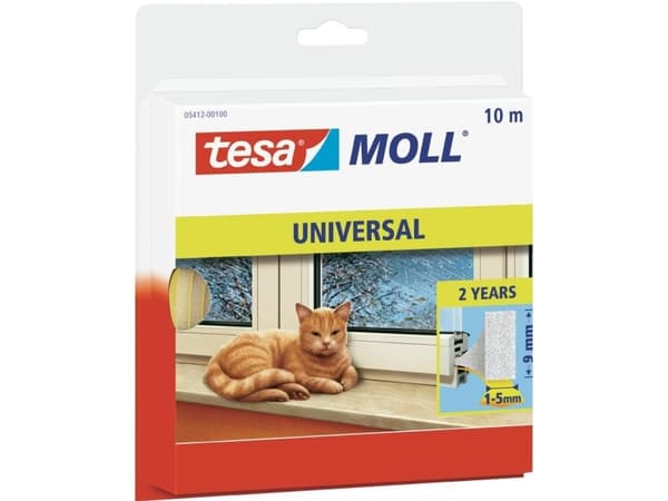tesa UNIVERSAL 05412-00100-00 Tätningsband tesamoll® Hvid (L x B) 10 m x 9 mm 1 stk
