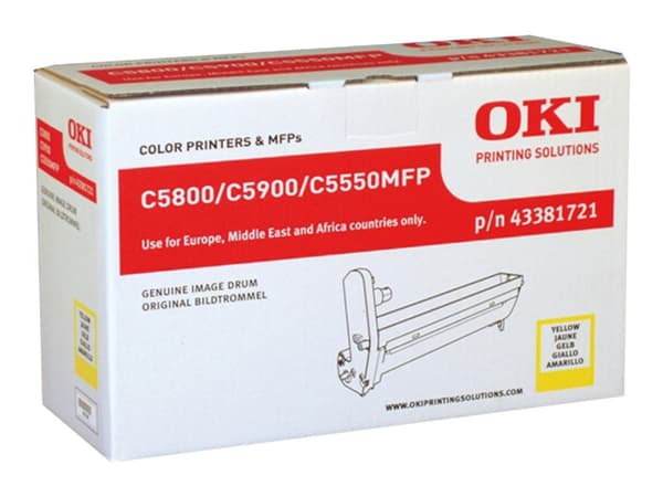 OKI 43381721, Alkuperäinen, C5800, C5900, C5550MFP, 20000 sivua, Lasertulostus, Keltainen, Musta