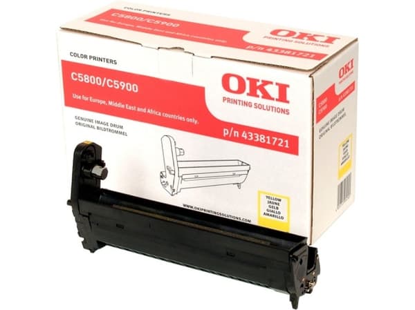 OKI 43381721, Alkuperäinen, C5800, C5900, C5550MFP, 20000 sivua, Lasertulostus, Keltainen, Musta