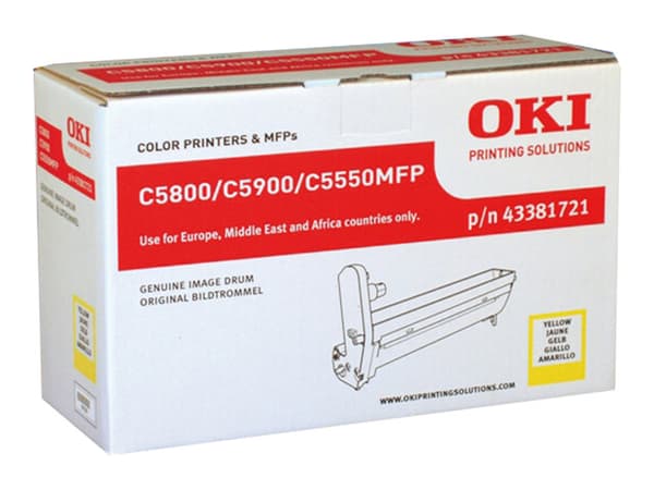 OKI 43381721, Alkuperäinen, C5800, C5900, C5550MFP, 20000 sivua, Lasertulostus, Keltainen, Musta