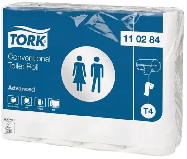 Toiletpapir Tork T4 Advanced 2-lags 34,7 m hvid - (24 ruller pr. karton)