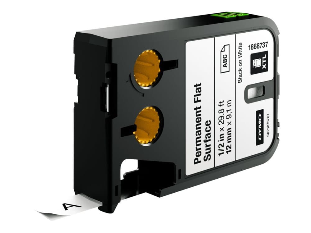 DYMO XTL Permanent Flat Surface - Polyester - blank - permanent häftning - svart på vitt - Rulle (1,2 cm x 9,1 m) 1 kassett(er) tejp