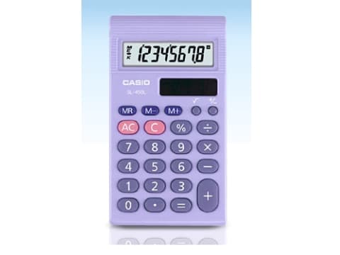 Casio SL-450S, Taskulaskin, 8 digits, Patteri/aurinkokenno, Sininen