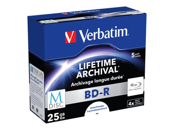 Verbatim M-Disc - 5 x BD-R - 25 GB 4x - yta utskrivbar med bläckstråleskrivare - CD-fodral