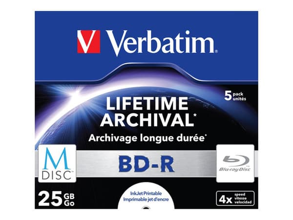 Verbatim M-Disc - 5 x BD-R - 25 GB 4x - yta utskrivbar med bläckstråleskrivare - CD-fodral