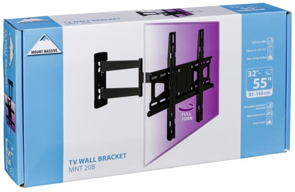 Mount Massive MNT 208 - Monteringssats (vridbar arm) - för platt panel - svart - skärmstorlek: 32"-55" - monteringsgränssnitt: upp till 400 x 400 mm