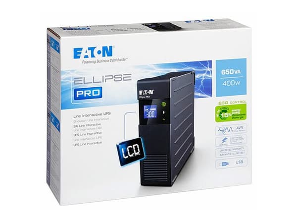 Eaton Ellipse PRO 650 - UPS - AC 230 V - 400 watt - 650 VA - 7 Ah - USB - utgangskontakter: 4 - 2U - 19"