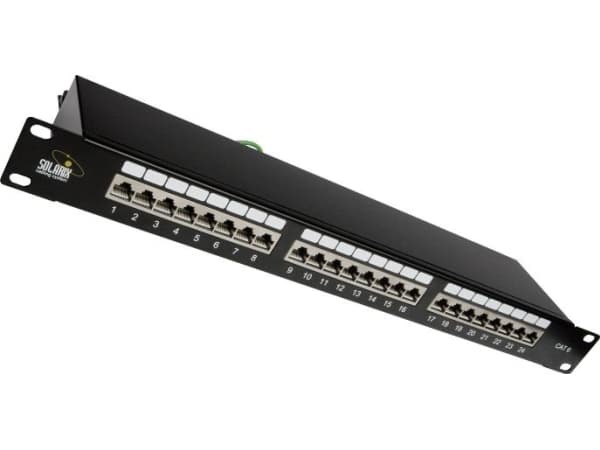 Solarix - Manöverpanel med kabelhantering - CAT 6 - STP - RJ-45 X 24 - svart - 1U