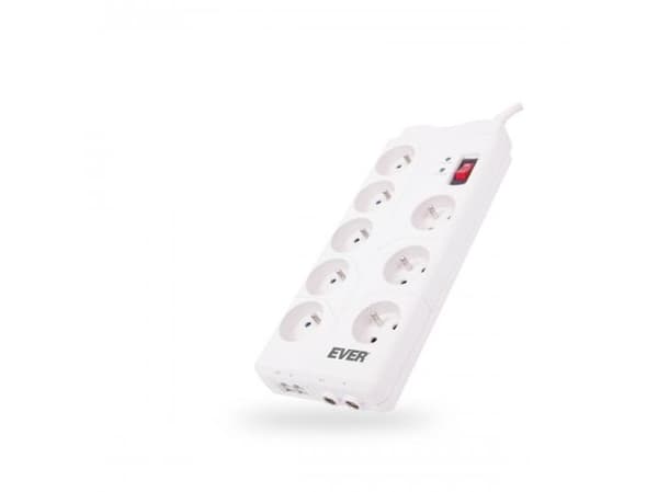 Ever T/LZ05-HOM019/0000, Vaaka/Pysty, Valkoinen, 8 AC-pistorasia(a), Teho, 2 m, 250 V