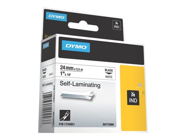DYMO RhinoPRO Self Laminating - Vinyl - svart på vitt - Rulle (2,4 cm x 5,5 m) 1 rulle (rullar) etiketter - för Rhino 6000, 6000 Hard Case Kit; Rhino