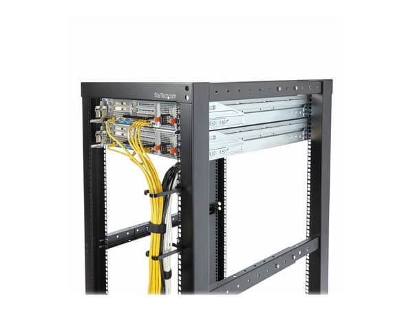 StarTech.com 1U Vertical 1.8 x 3.9in Server Rack Cable Management D-Ring Hook w/ Flexible Opening - Network Rack-Mount Cord Organizer Ring (CMHOOK1UN