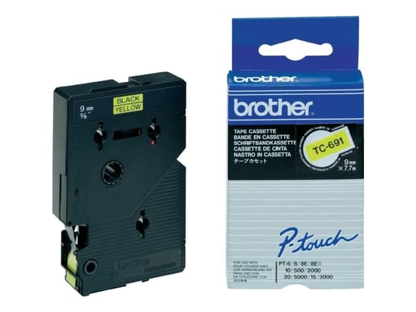 Brother - Svart, gul - Rull (0,9 cm x 8 m) 1 kassett(er) laminert teip - for P-Touch PT-2000, PT-3000, PT-500, PT-5000, PT-8E