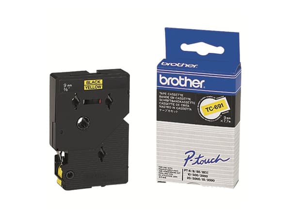 Brother - Svart, gul - Rull (0,9 cm x 8 m) 1 kassett(er) laminert teip - for P-Touch PT-2000, PT-3000, PT-500, PT-5000, PT-8E