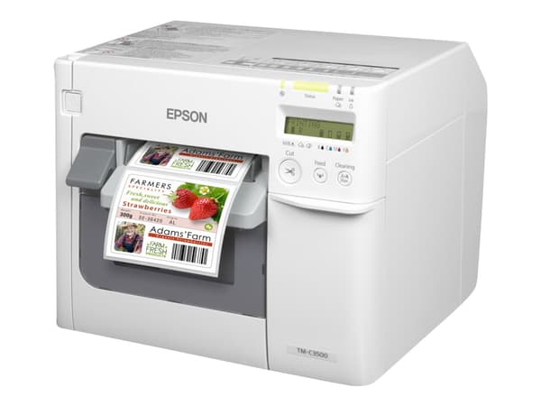 Epson TM C3500 - Etikettskriver - farge - ink-jet - 112 mm (bredde) - 720 x 360 dpi - inntil 103 mm/sek - LAN, USB-vert - kutter