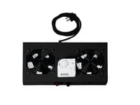 DIGITUS Professional Line DN-19 FAN-2-WM-T-SW - Systemviftebrett - med 2 kjølevifter, termostat - svart, RAL 9005 - 19"