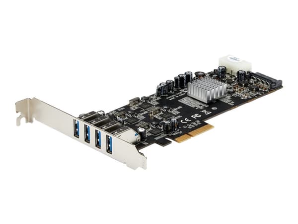 StarTech.com 4 Port USB 3.0 PCIe Card w/ 4 Dedicated Channels - UASP - USB 3.0 PCI Express Card Adapter - USB-adapter - PCIe x4 - USB 3.0 x 4 - for P