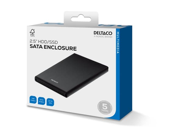 DELTACO MAP-GD28U3 - Lagringspakke - 2,5" - SATA 6Gb/s - USB 3.0 - svart