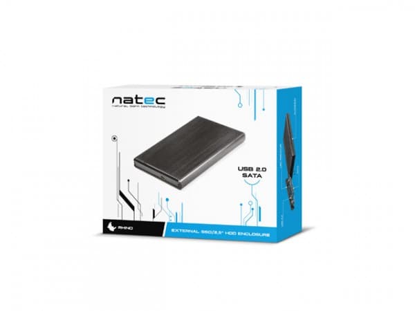 NATEC Rhino, HDD-kabinett, 2.5", Serial ATA II, USB-tilkobling, Sort