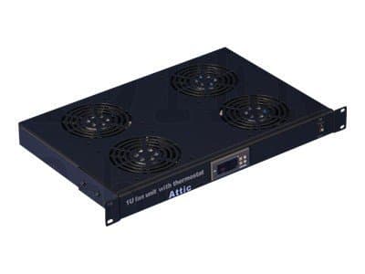 TOTEN SA.3004.0301 - Fläktbricka för stativ - med 4 kylfläktar, termostat - AC 220 V - svart, RAL 9004 - 1U