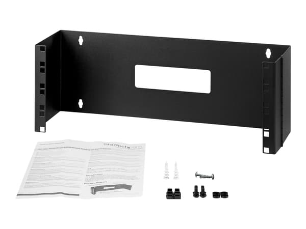 StarTech.com 4U Hinged Wall Mount Patch Panel Bracket - 6 inch Deep - 19" Patch Panel Swing Rack for Shallow Network Equipment- 33lbs (WALLMOUNTH4) -