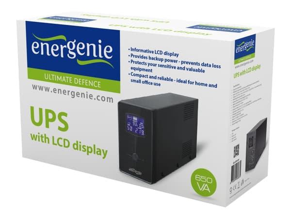 EnerGenie EG-UPS-031 - UPS - AC 220 V - 390 watt - 650 VA - 7 Ah - utgangskontakter: 3 - svart