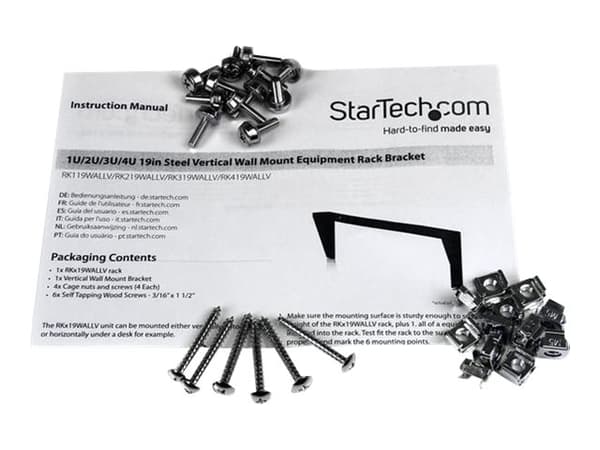 StarTech.com RK219WALLV, Seinään asennettava laitekehikko, 2U, 56,7 kg, 748,7 g, Musta