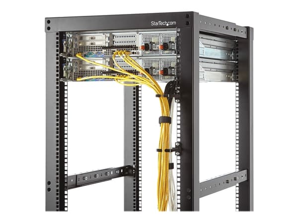 StarTech.com 1U Vertical 2.2 x 3.9in Server Rack Cable Management D-Ring Hook w/ Flexible Opening - Network Rack-Mount Cord Organizer Ring (CMHOOK1U)