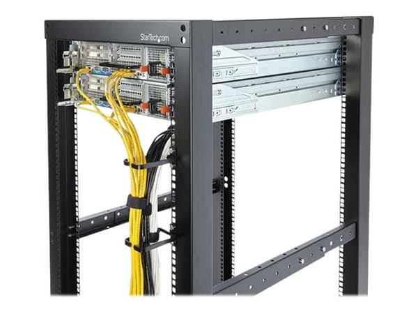 StarTech.com 1U Vertical 2.2 x 3.9in Server Rack Cable Management D-Ring Hook w/ Flexible Opening - Network Rack-Mount Cord Organizer Ring (CMHOOK1U)